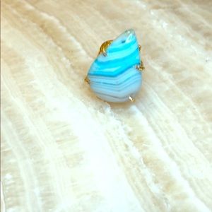 Turquoise Agate & gold ring